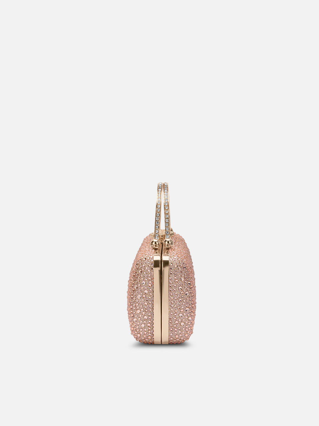 Orinoco Rectagular Handle Frame Clutch Rose Gold