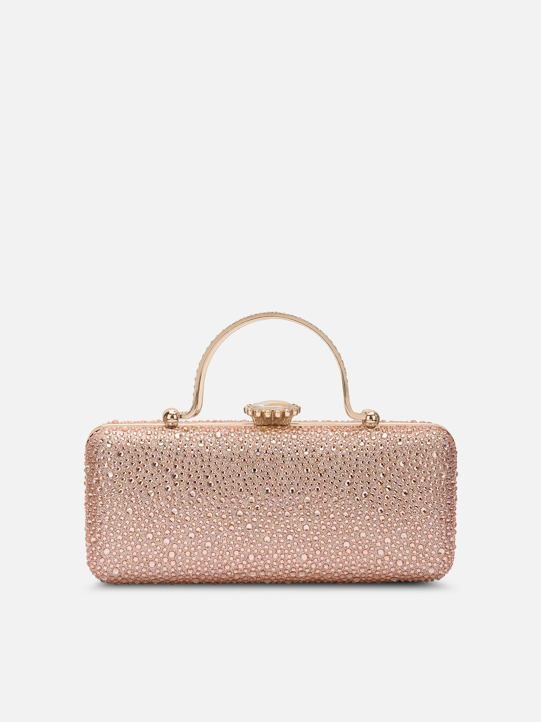 Orinoco Rectagular Handle Frame Clutch Rose Gold