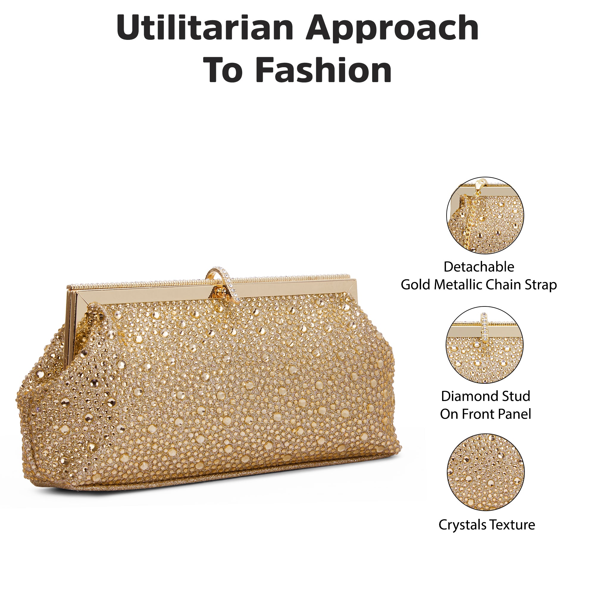 Madeira Beads Frame Clutch Gold