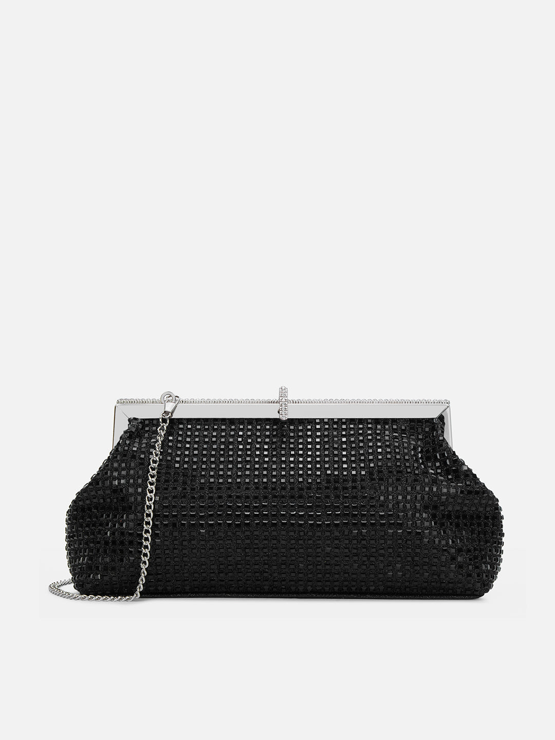 Madeira Beads Frame Clutch Black
