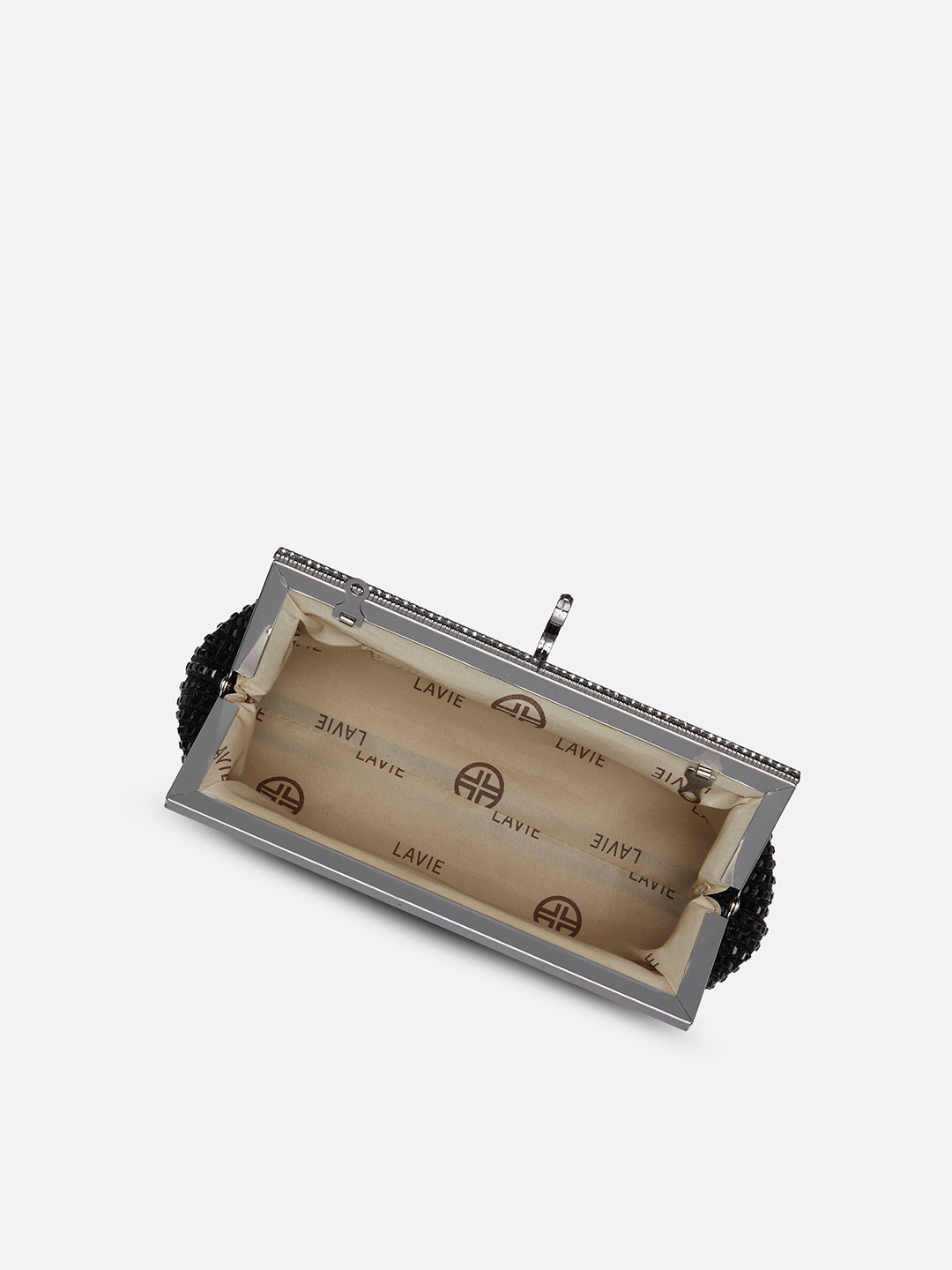 Madeira Beads Frame Clutch Black