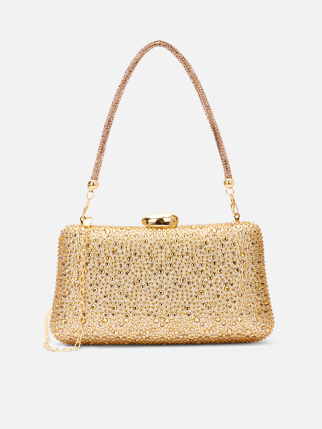 Peace Square Frame Clutch Gold