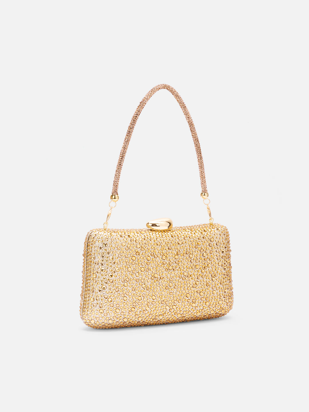 Peace Square Frame Clutch Gold