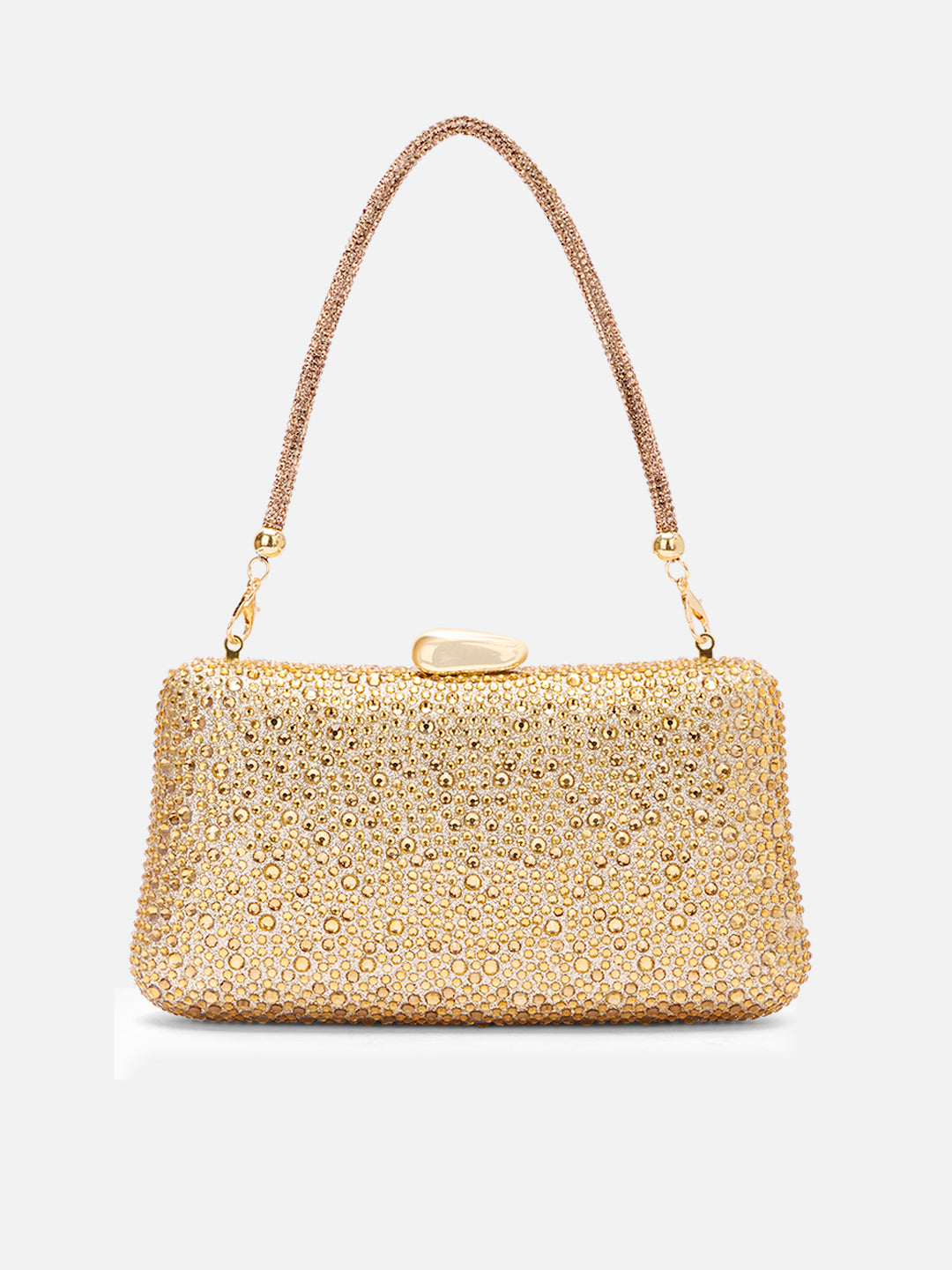 Peace Square Frame Clutch Gold