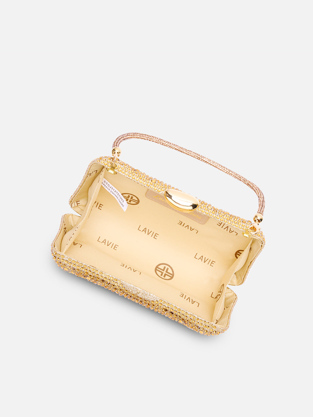 Peace Square Frame Clutch Gold