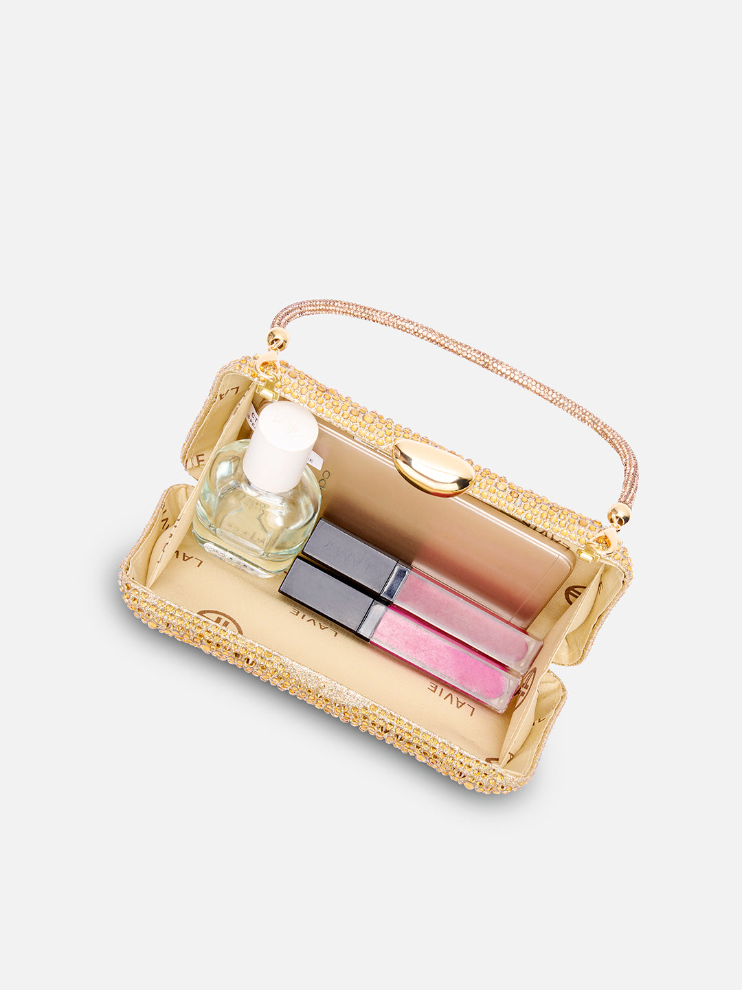 Peace Square Frame Clutch Gold