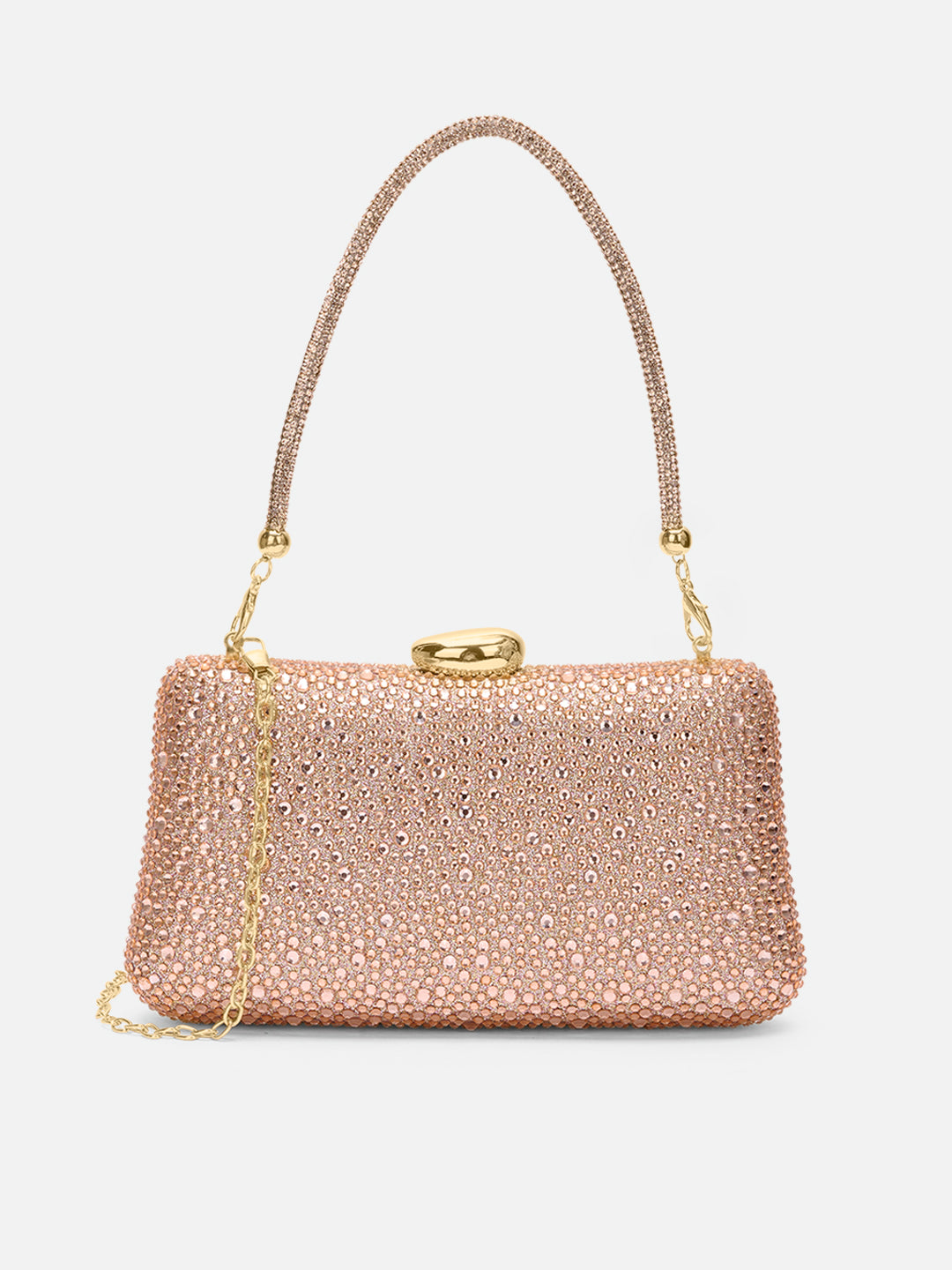 Peace Square Frame Clutch Rose Gold