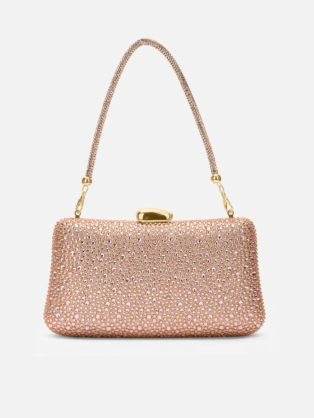 Peace Square Frame Clutch Rose Gold
