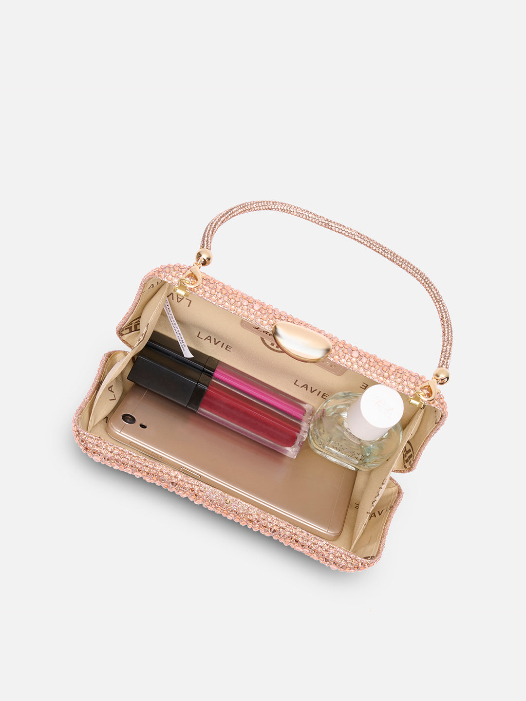 Peace Square Frame Clutch Rose Gold