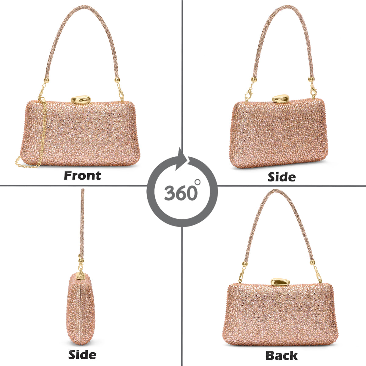 Peace Square Frame Clutch Rose Gold