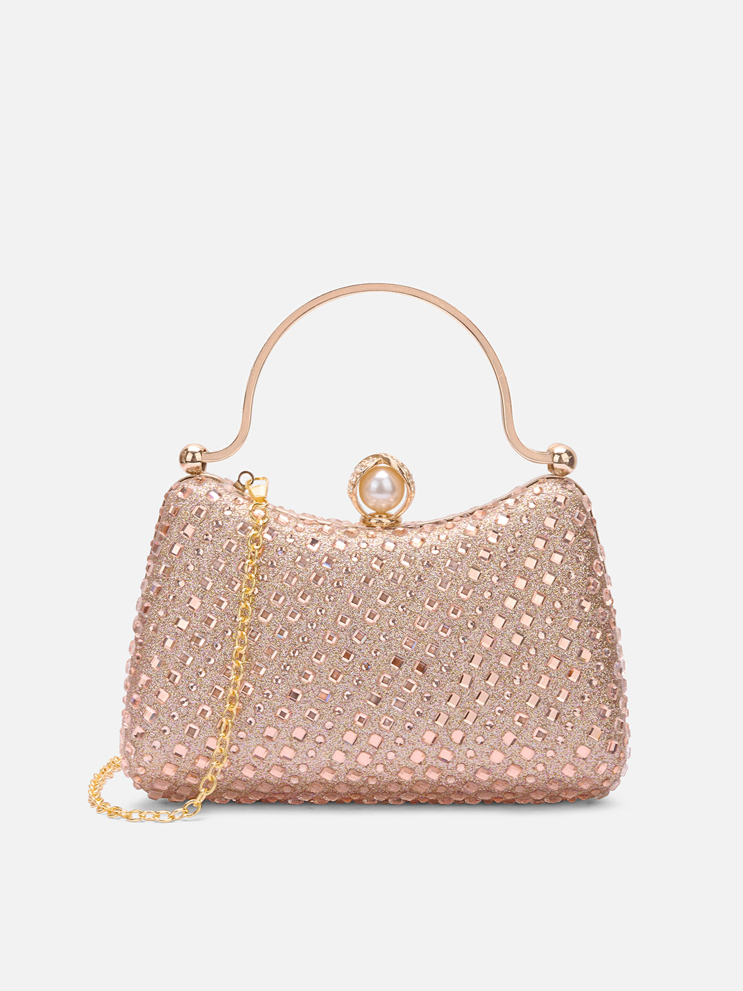 Xingu Handle Frame Clutch Rose Gold