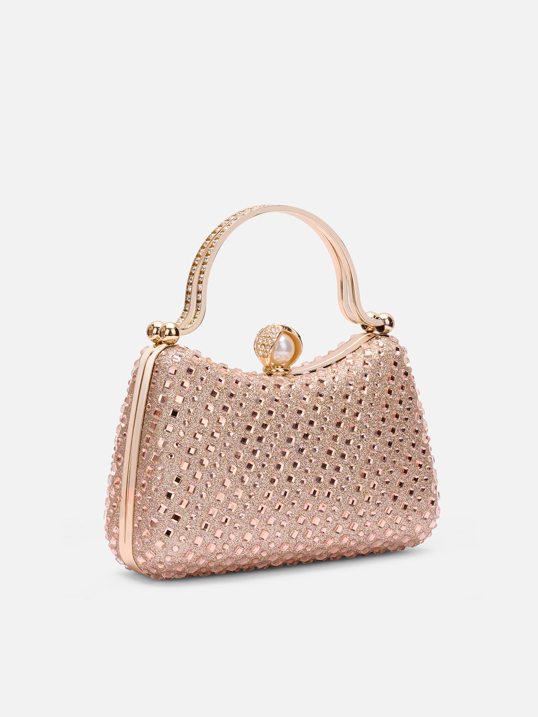 Xingu Handle Frame Clutch Rose Gold