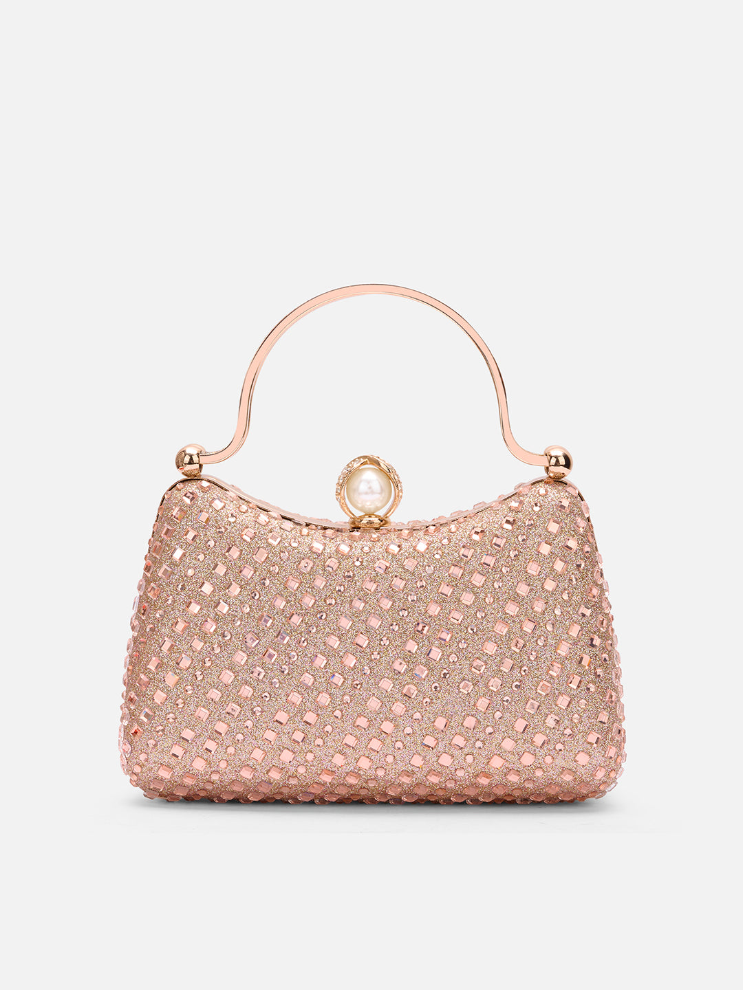 Xingu Handle Frame Clutch Rose Gold
