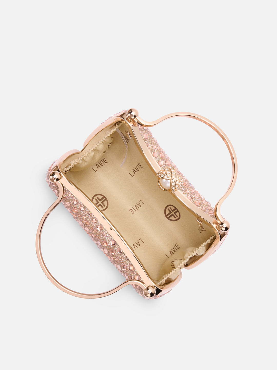 Xingu Handle Frame Clutch Rose Gold