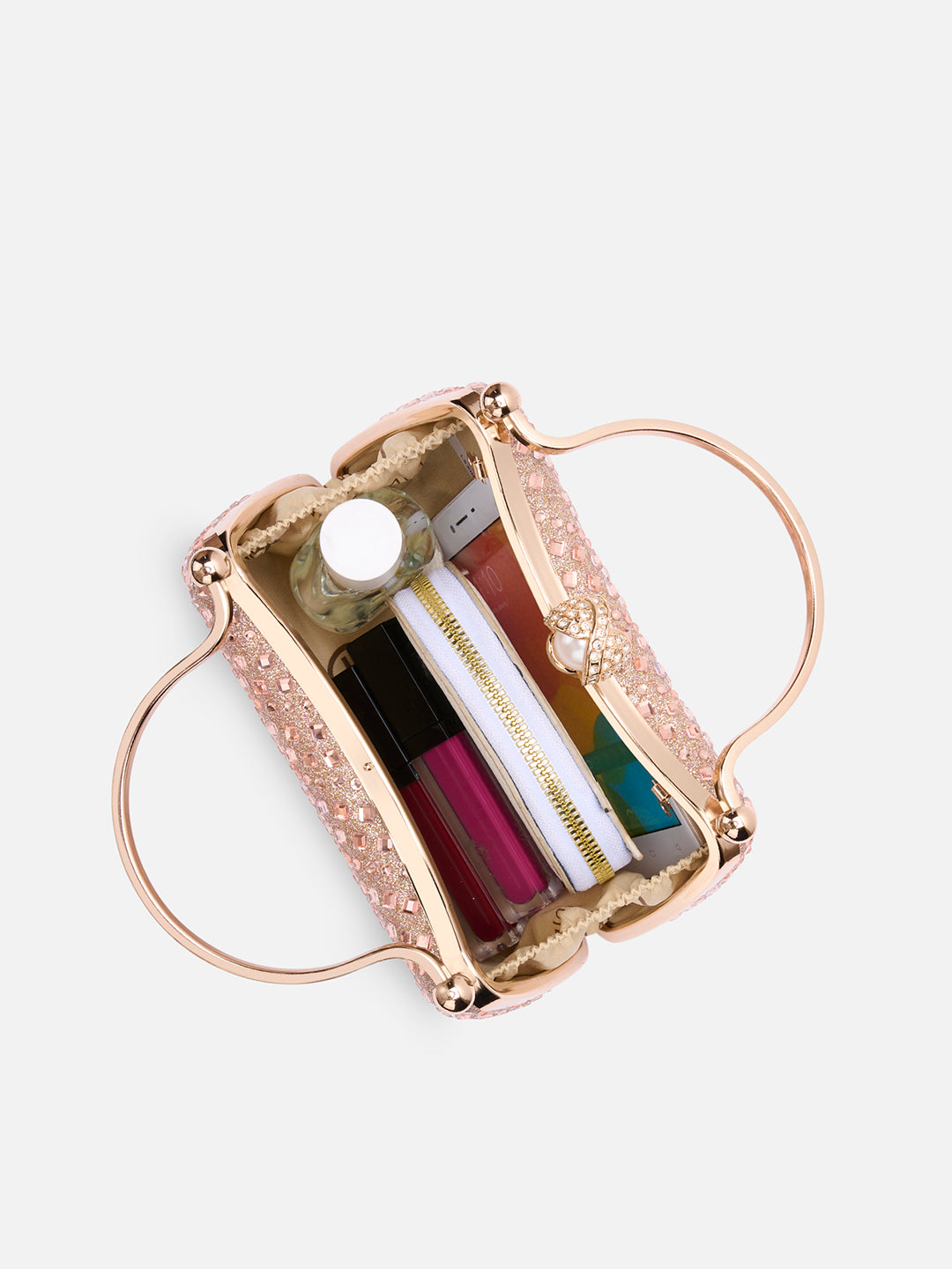 Xingu Handle Frame Clutch Rose Gold