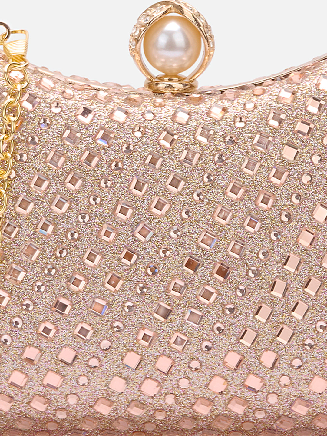 Xingu Handle Frame Clutch Rose Gold