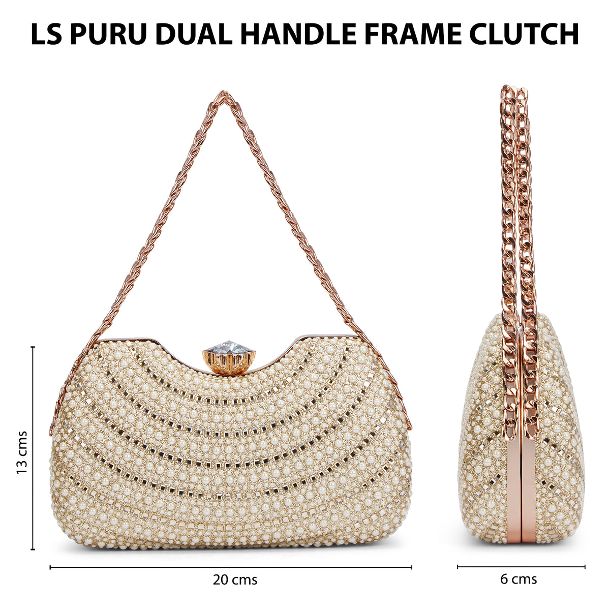 Puru Dual Handle Frame Clutch Gold