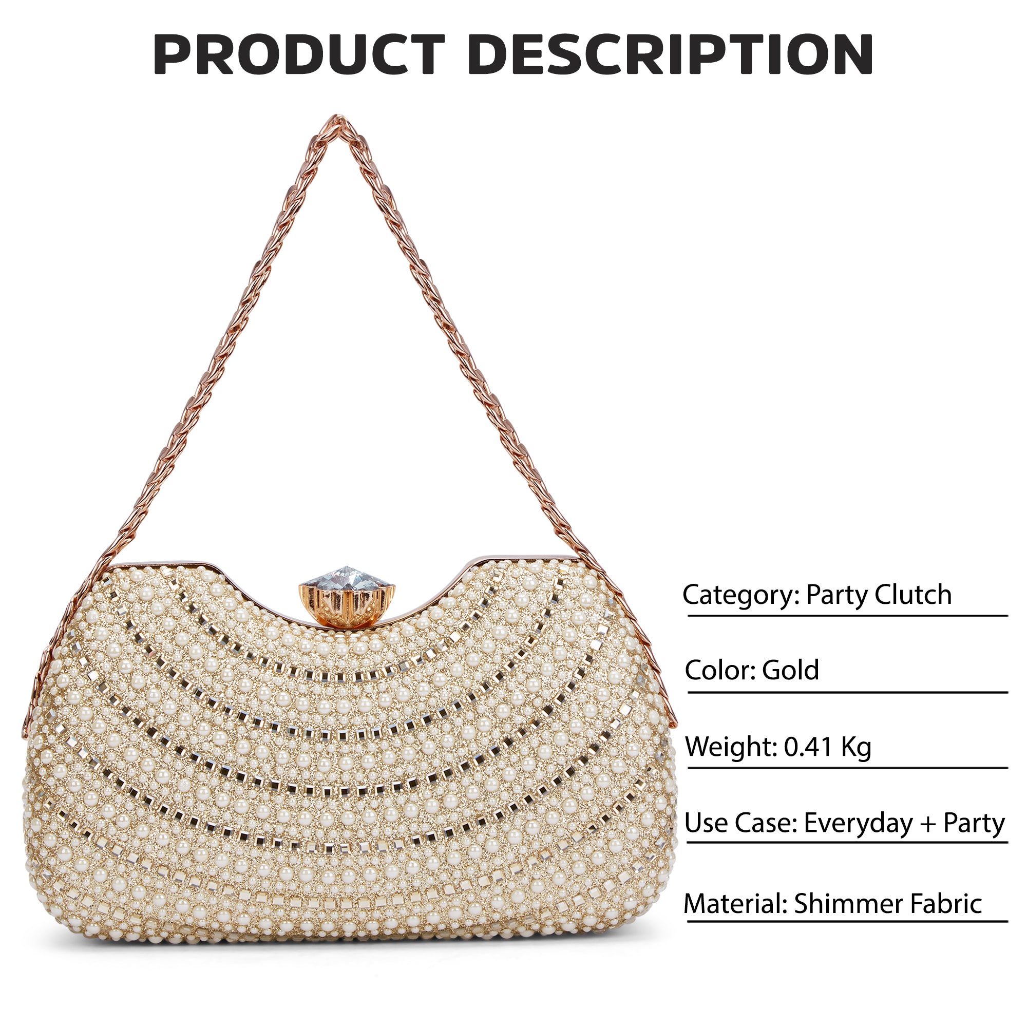 Puru Dual Handle Frame Clutch Gold