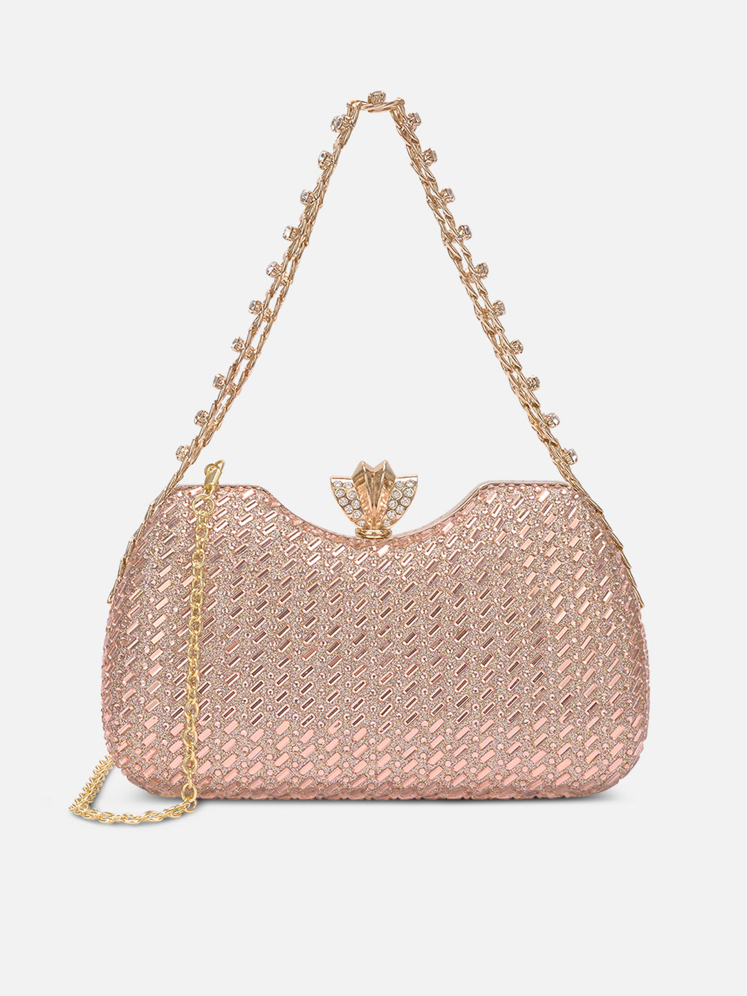 Puru Dual Handle Frame Clutch Rose Gold