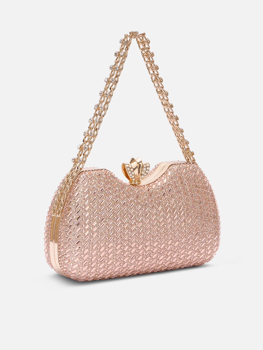 Puru Dual Handle Frame Clutch Rose Gold
