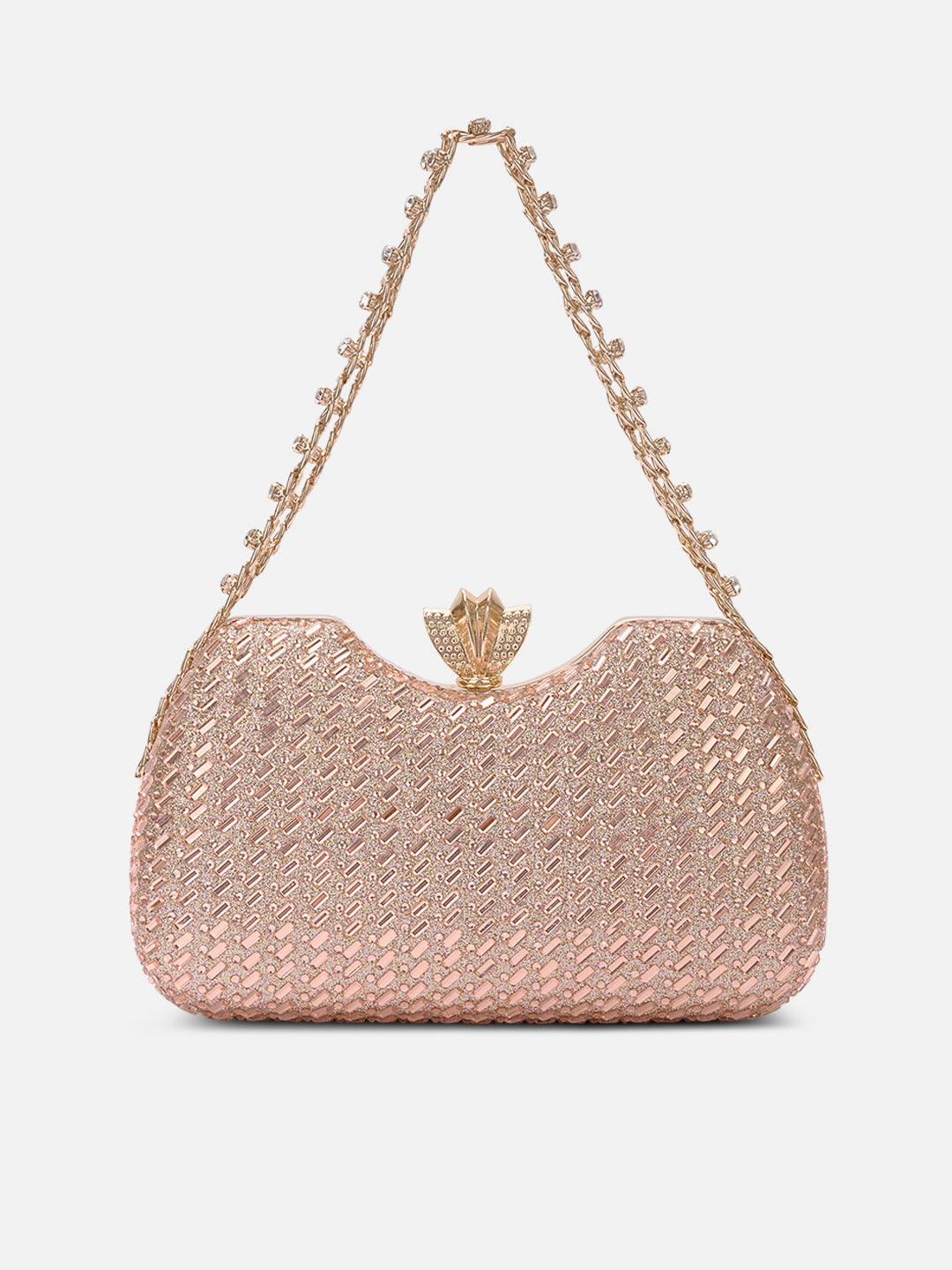 Puru Dual Handle Frame Clutch Rose Gold