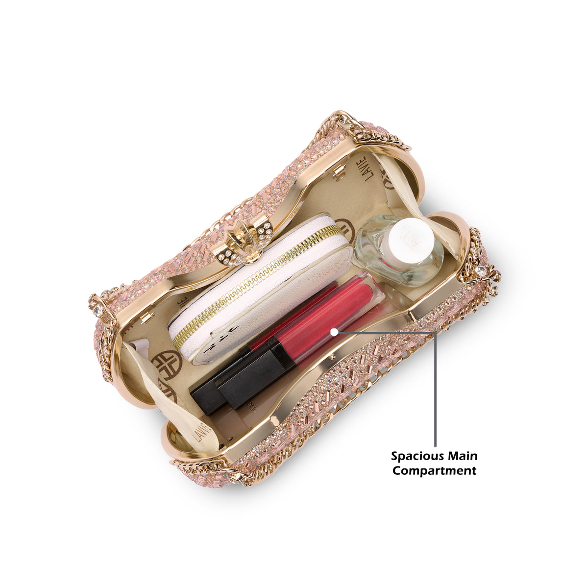 Puru Dual Handle Frame Clutch Rose Gold