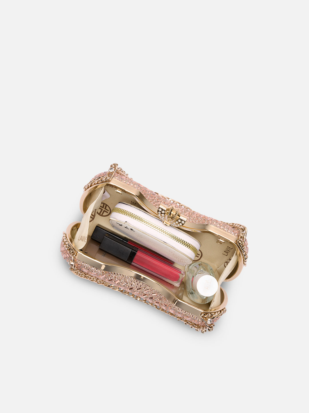 Puru Dual Handle Frame Clutch Rose Gold