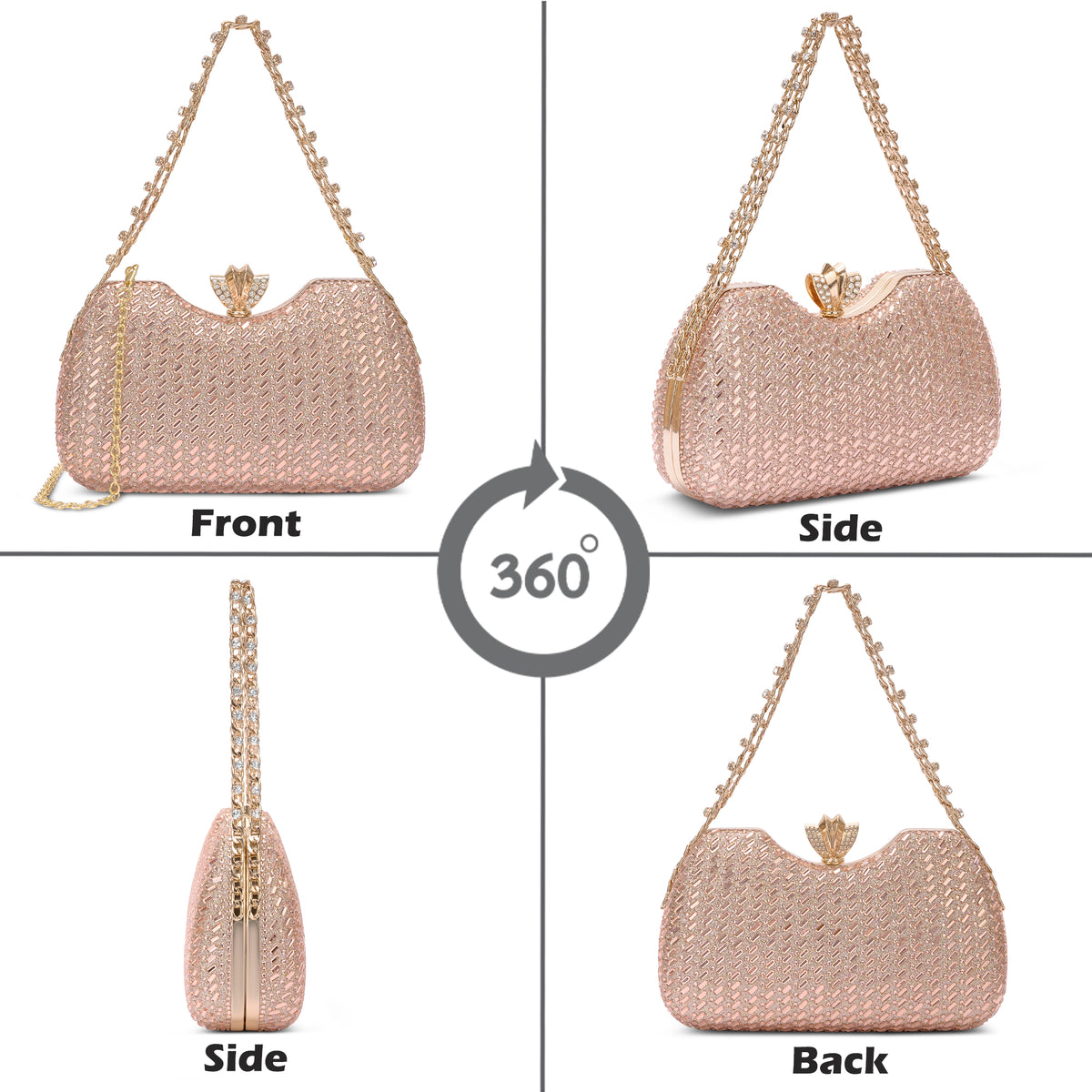 Puru Dual Handle Frame Clutch Rose Gold
