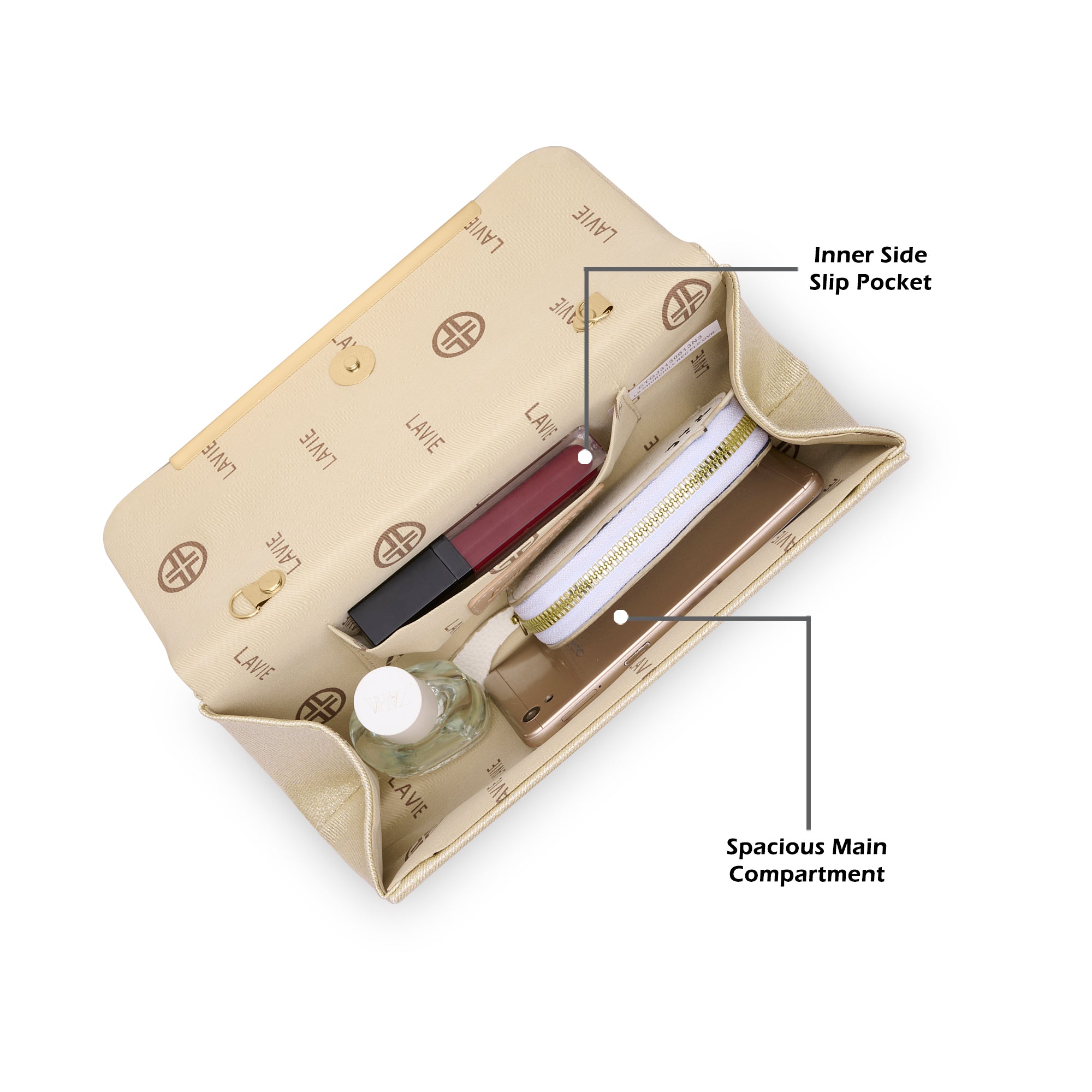 Churchill Rectagular Flap Over Frame Clutch Gold