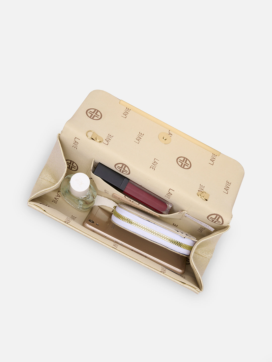 Churchill Rectagular Flap Over Frame Clutch Gold