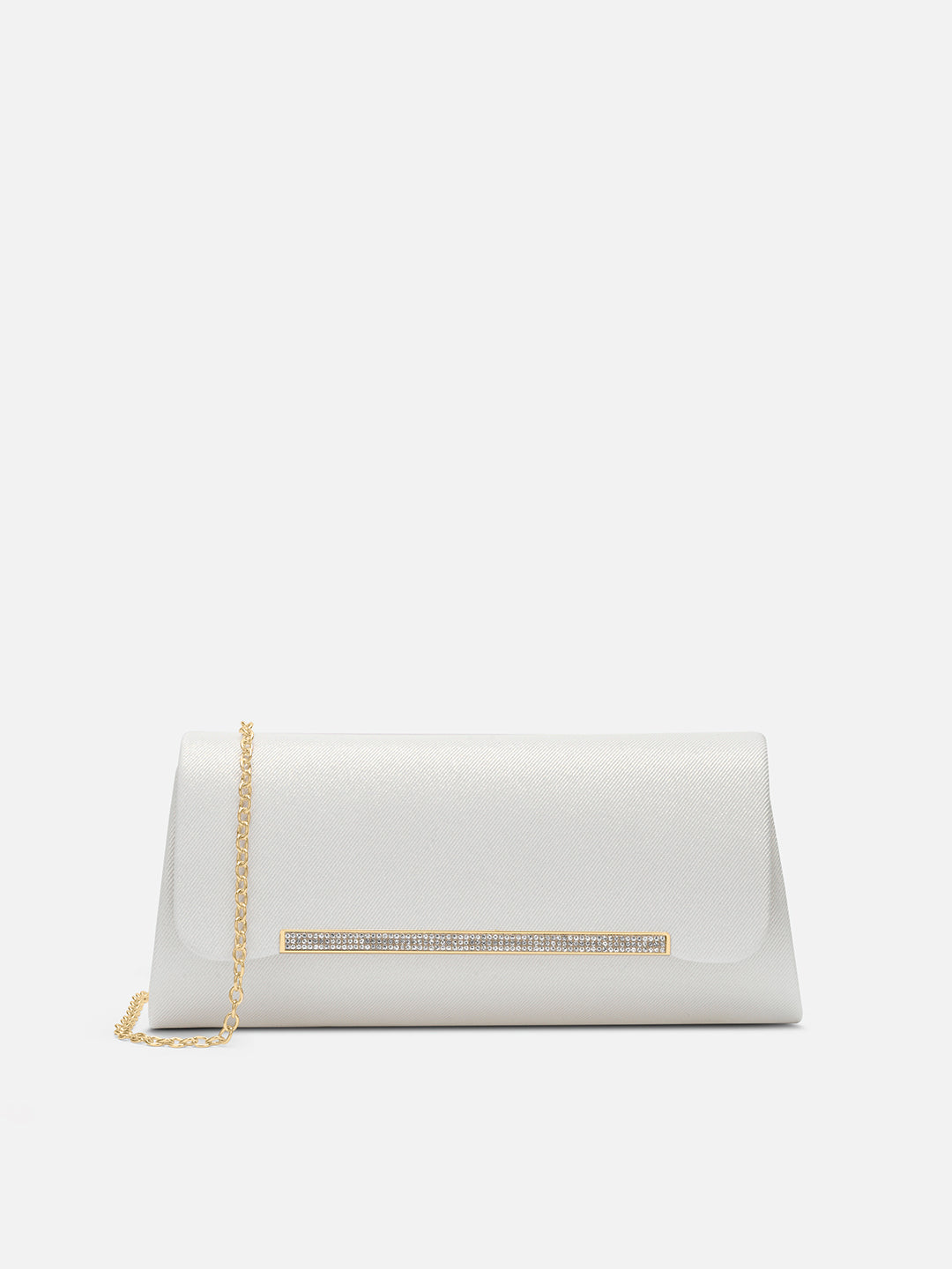 Churchill Rectagular Flap Over Frame Clutch White