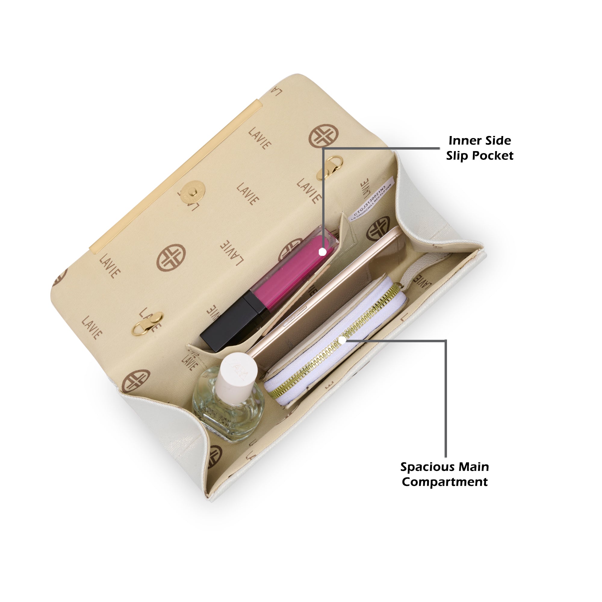 Churchill Rectagular Flap Over Frame Clutch White