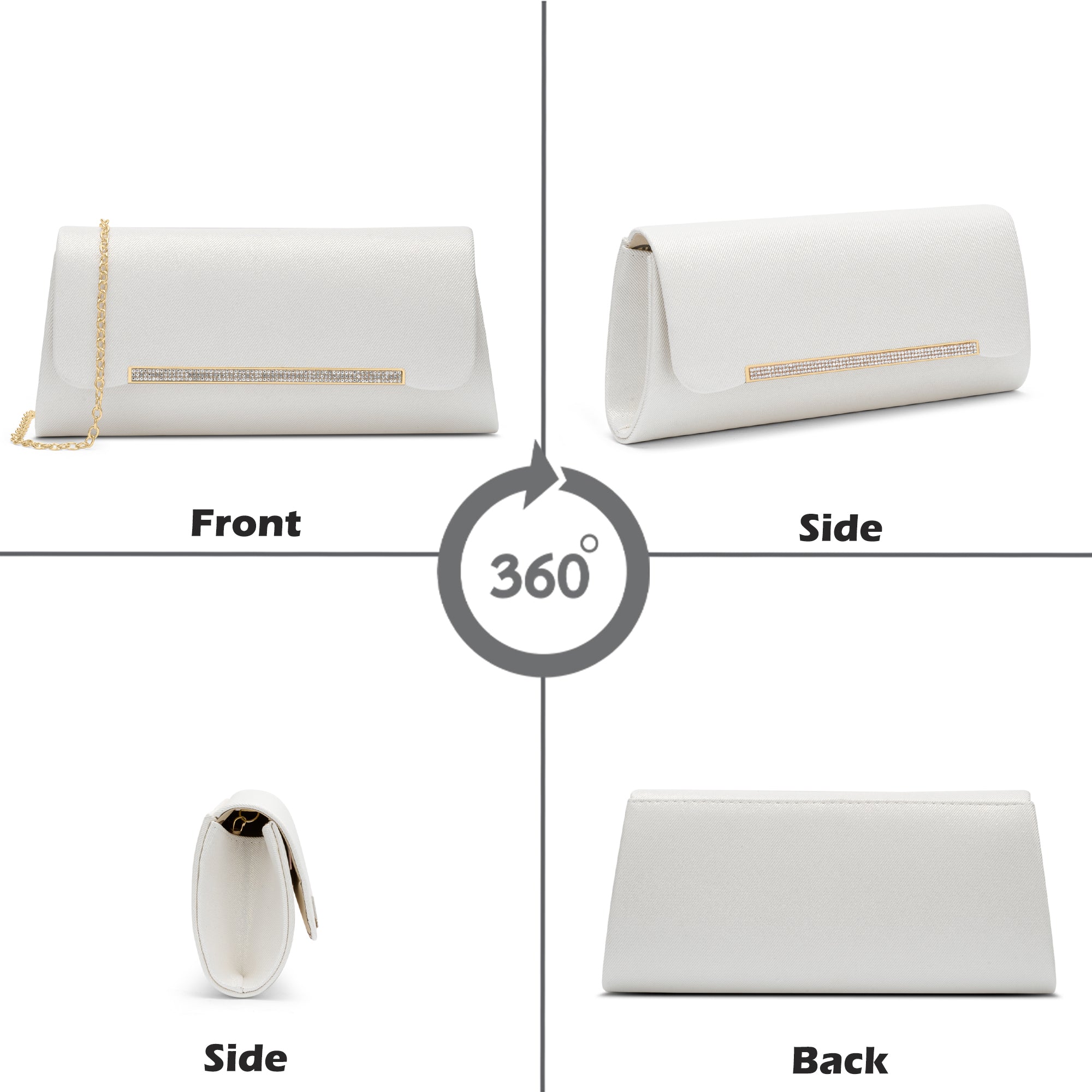 Churchill Rectagular Flap Over Frame Clutch White
