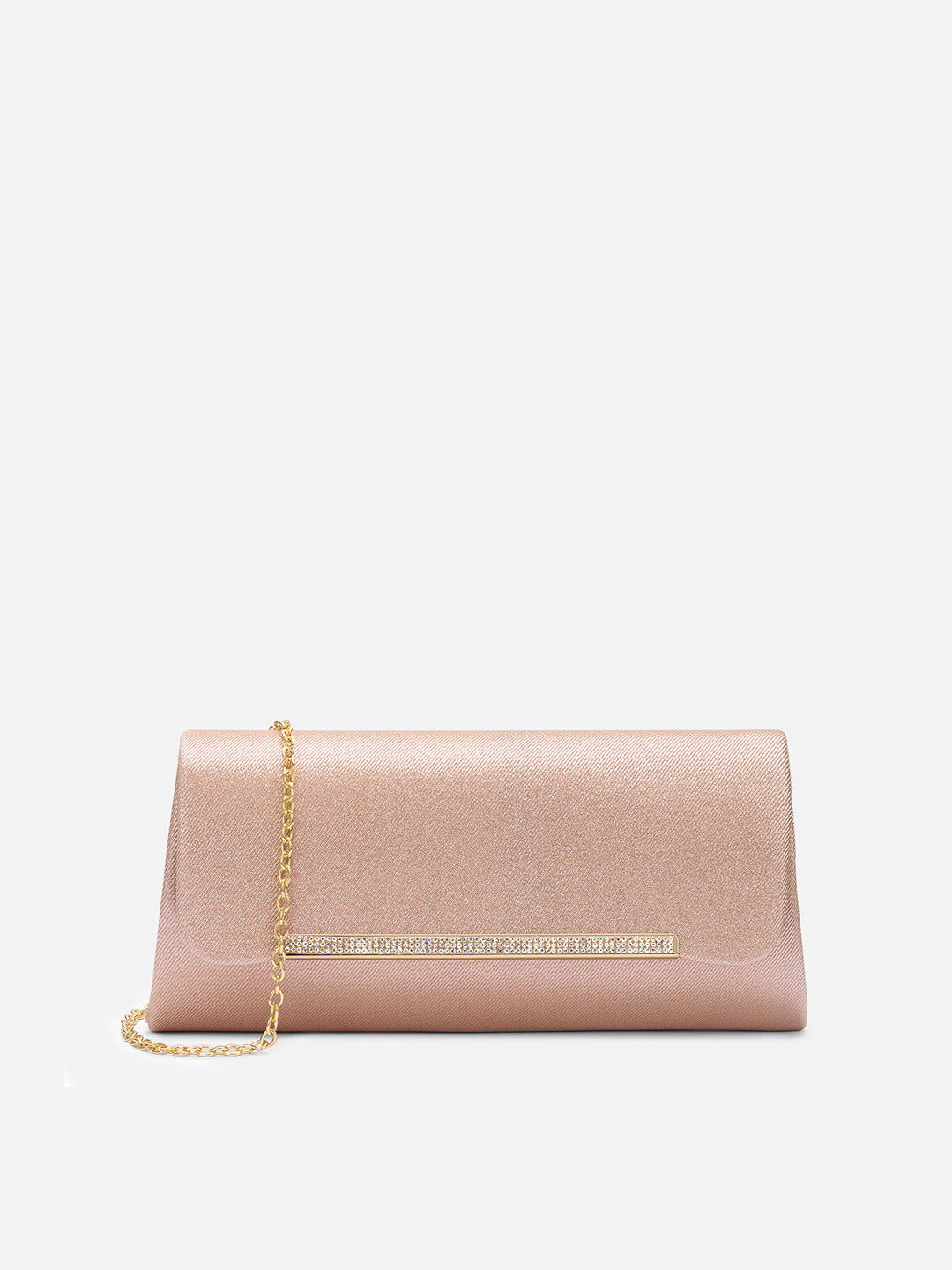 Churchill Rectagular Flap Over Frame Clutch Rose Gold