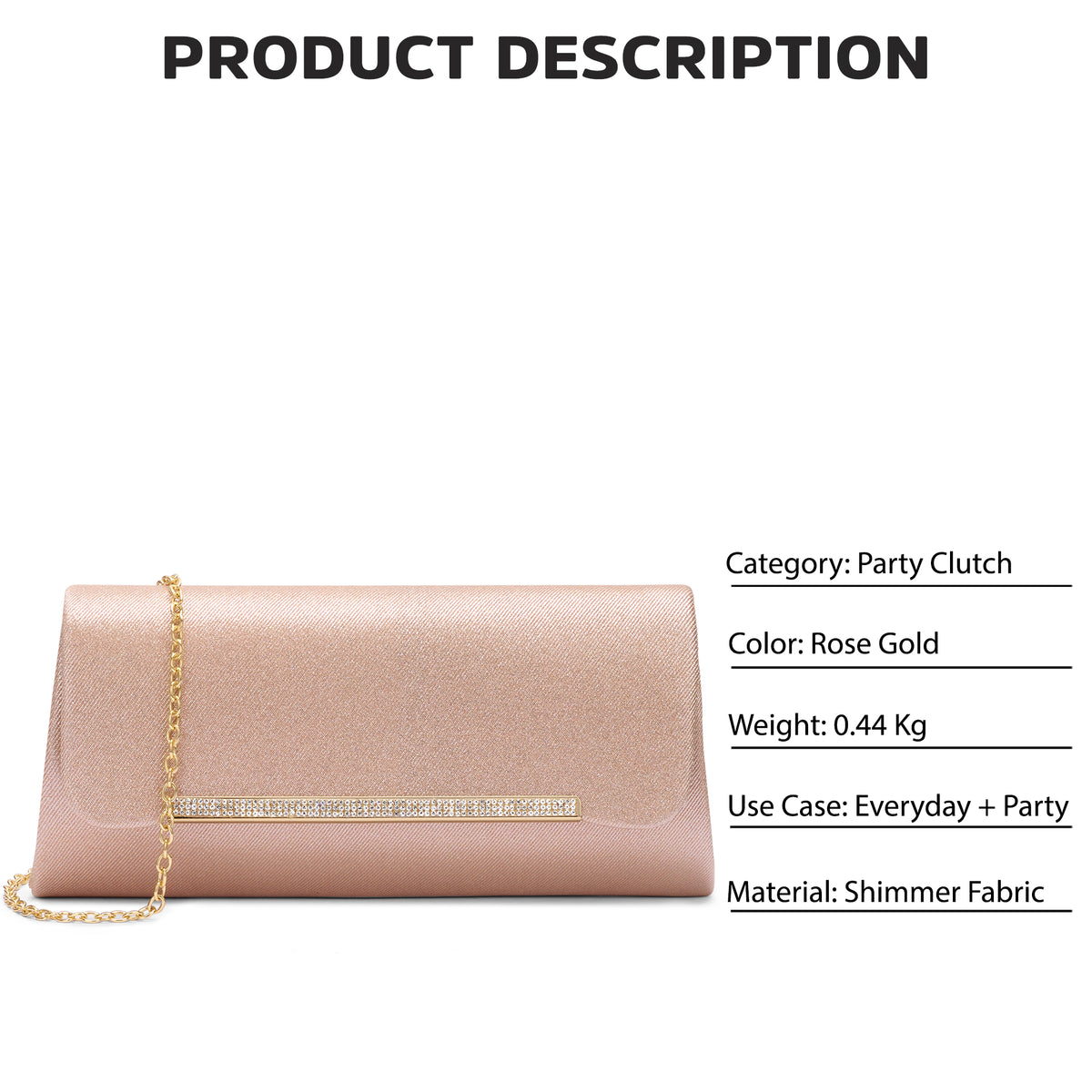 Churchill Rectagular Flap Over Frame Clutch Rose Gold