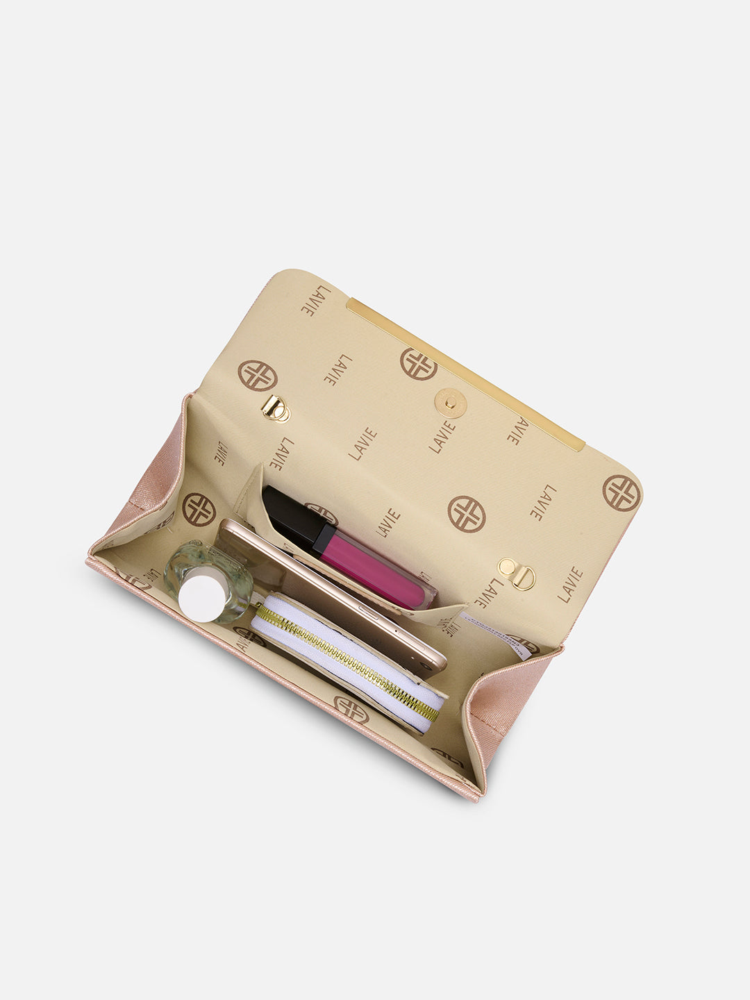 Churchill Rectagular Flap Over Frame Clutch Rose Gold