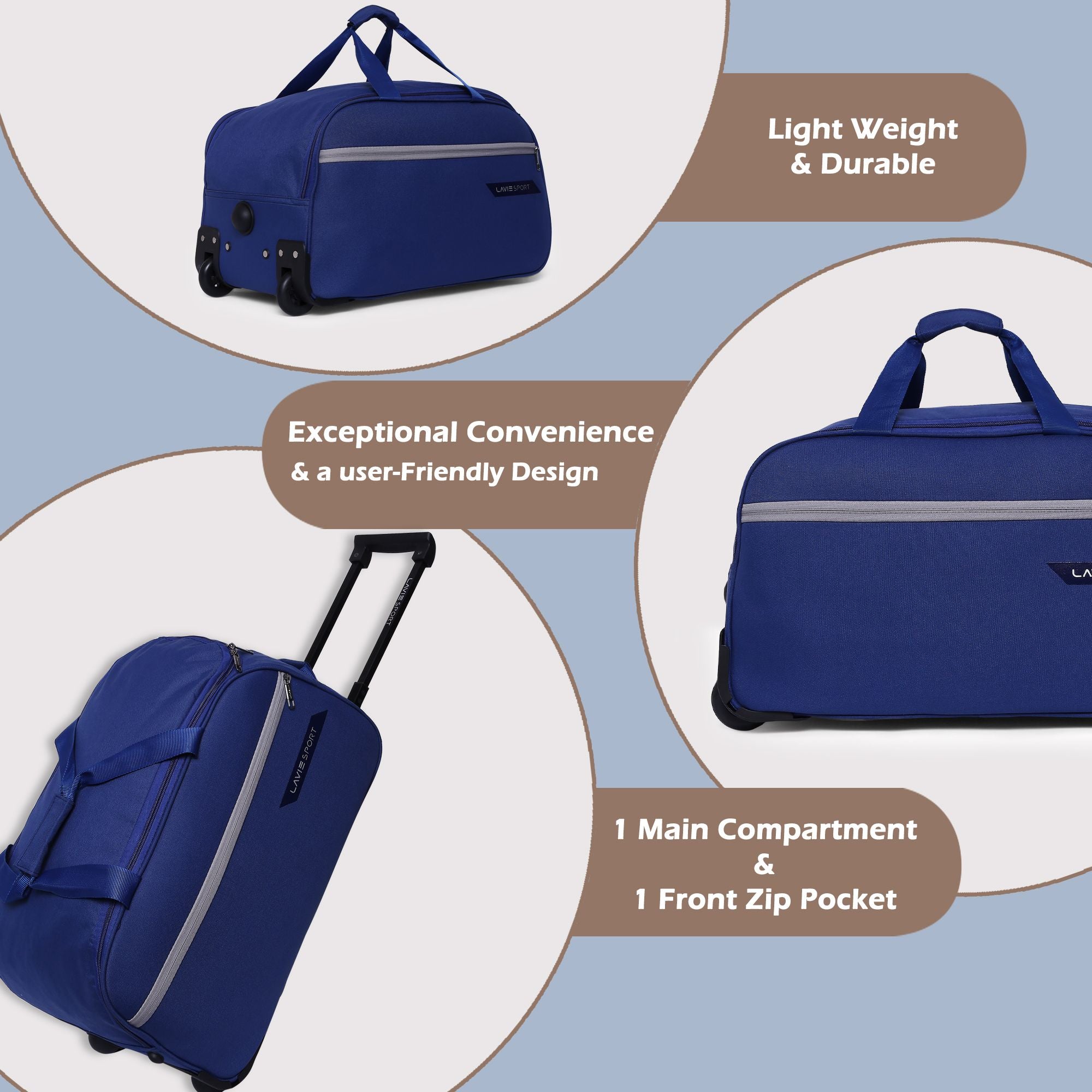 Lino Wheel Duffle Bag Navy