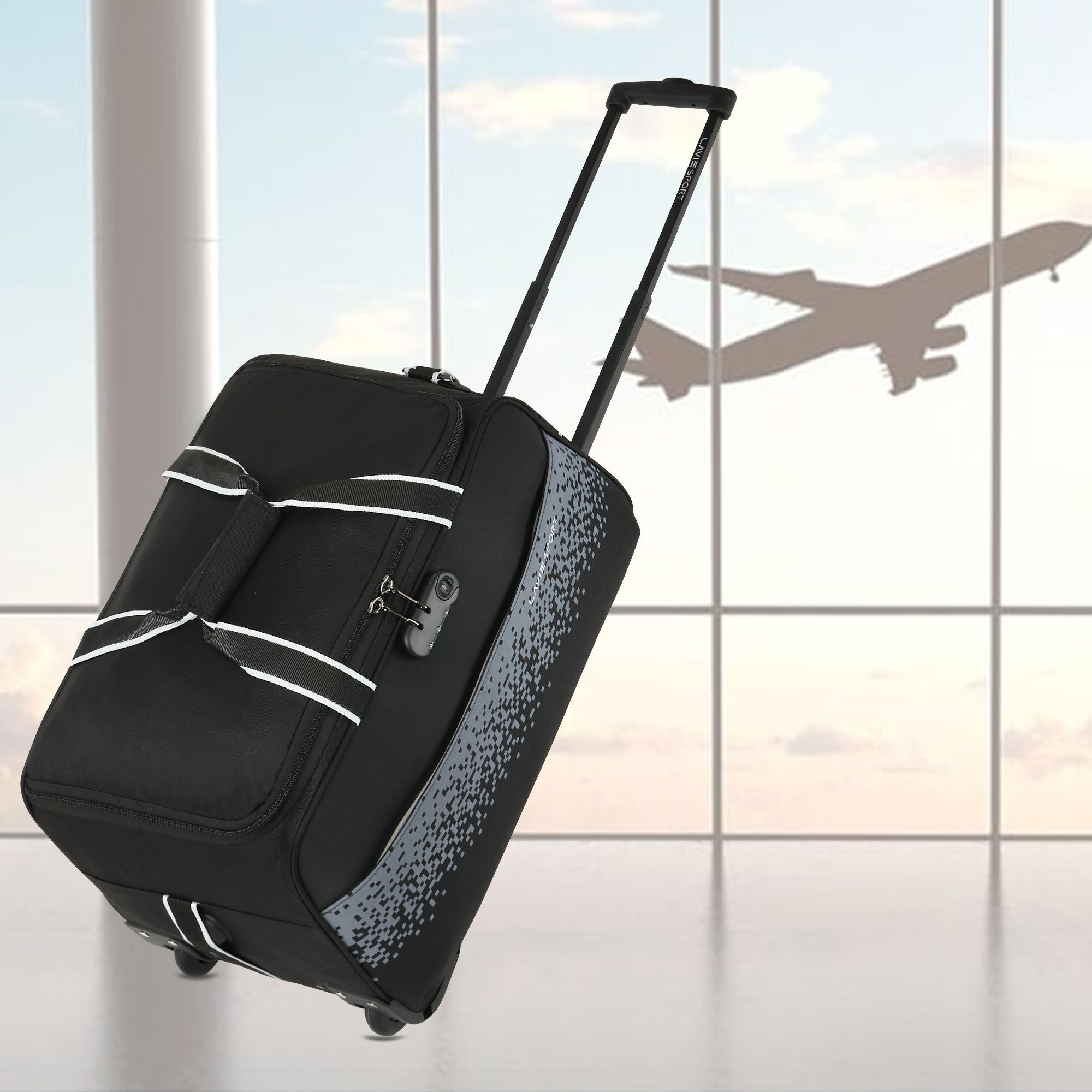 Pixel Wheel Duffle Bag Black