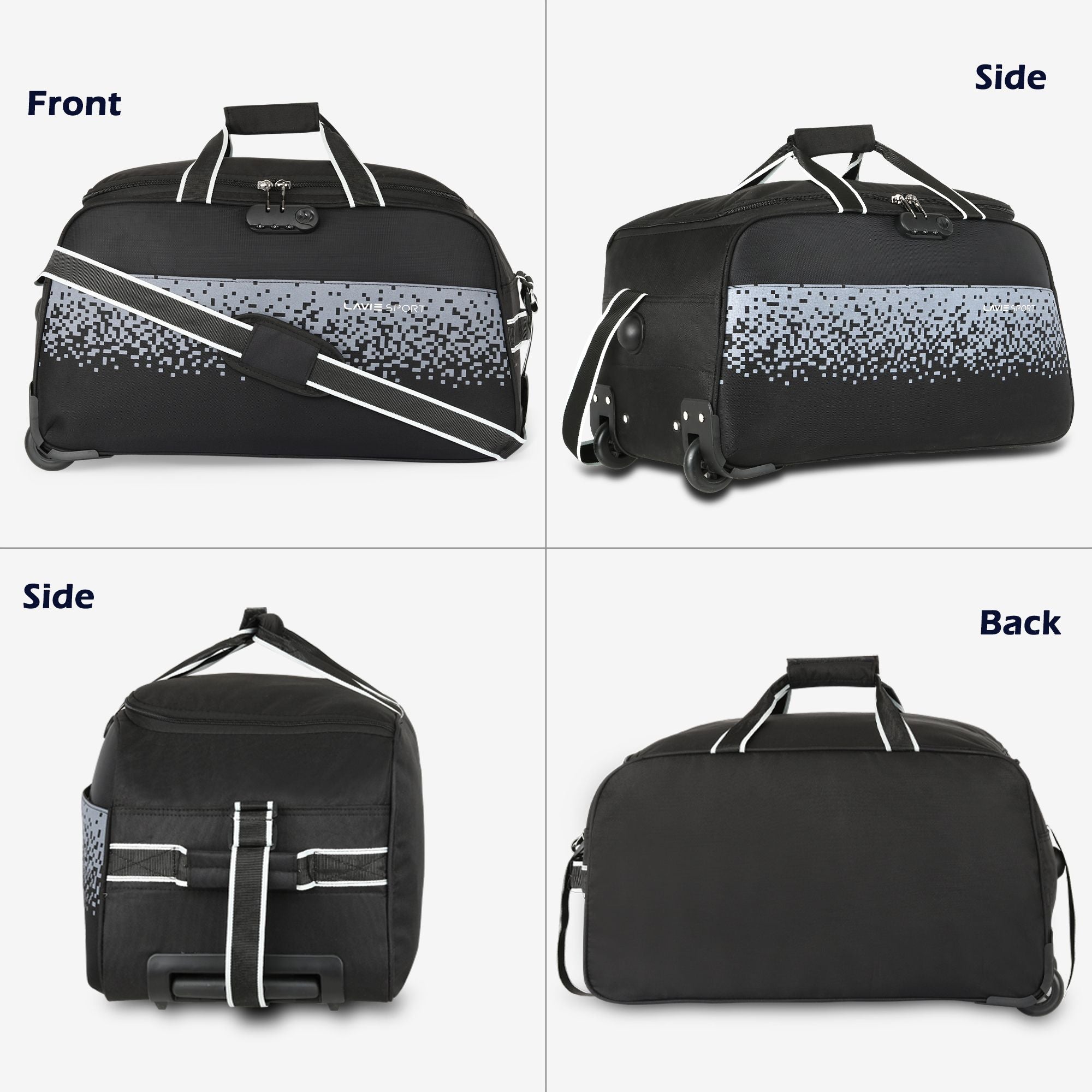 Pixel Wheel Duffle Bag Black