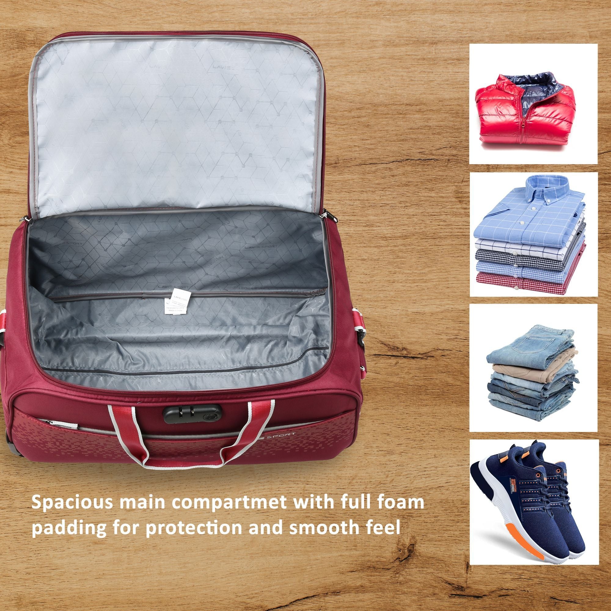 Lavie Sport Cabin Size 56 Litre Pixel Wheel Duffle Bag| | 2 Wheel Duffle Bag Navy - Lavie World