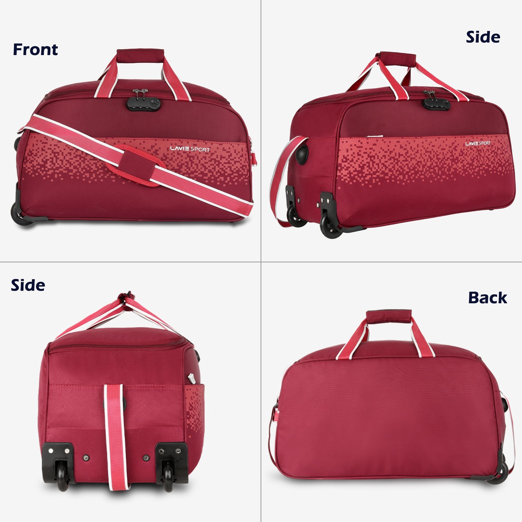 Pixel Wheel Duffle Bag Maroon