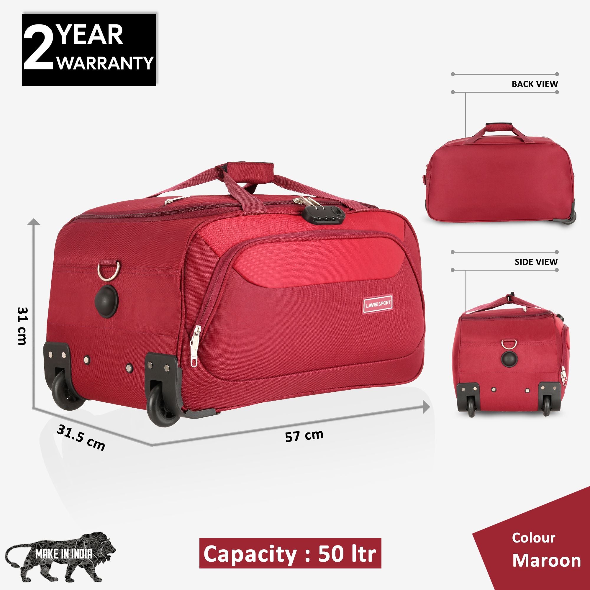 Lavie_Sport_57_cms_Anti-theft_Sage_Wheel_Duffle_Bag_|_Maroon