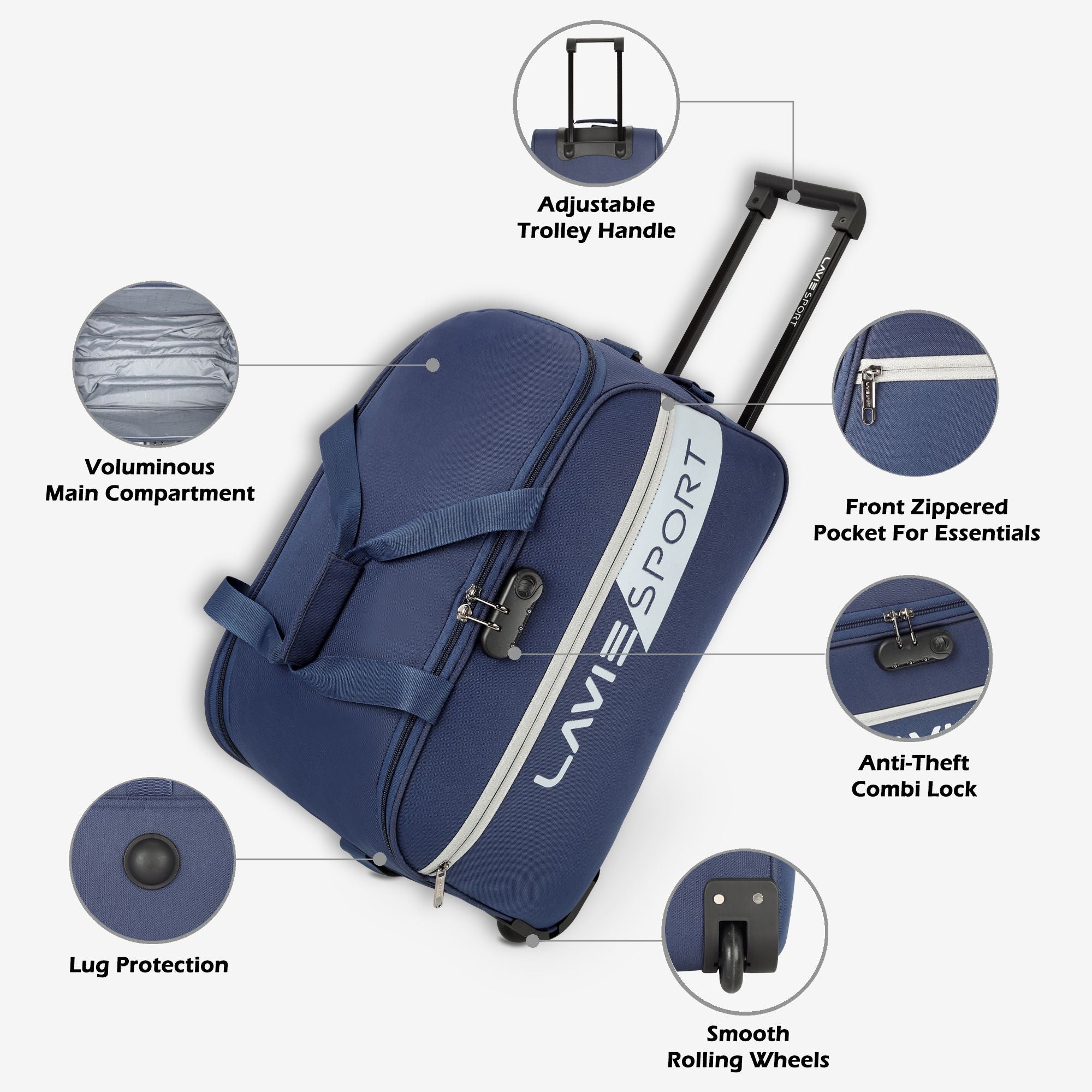 Camelot Wheel Duffle Bag Combi Lock Navy