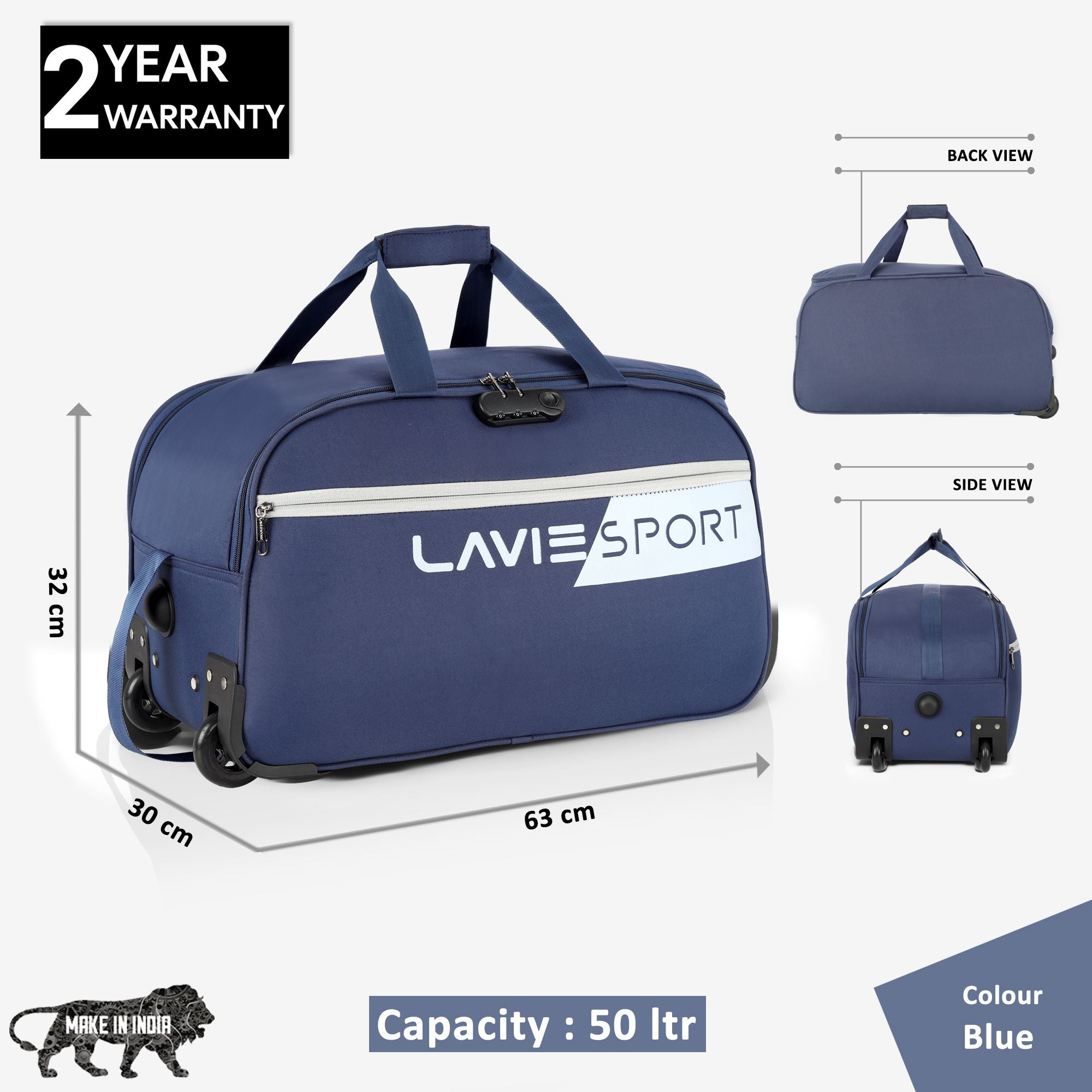 Camelot Wheel Duffle Bag Combi Lock Navy