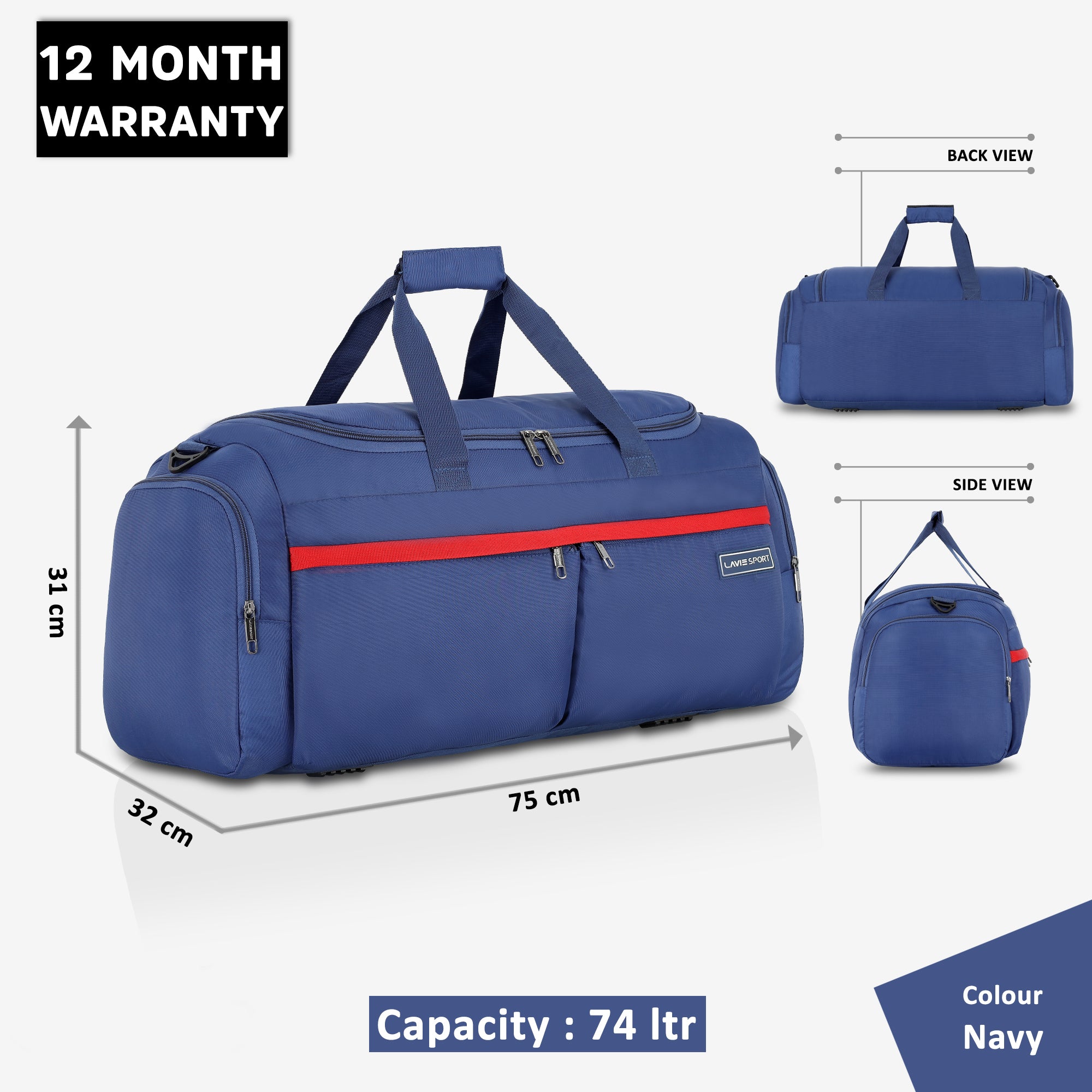 Lavie Sport Epitome 75 cms Duffle Bag For | Airbag| Duffle