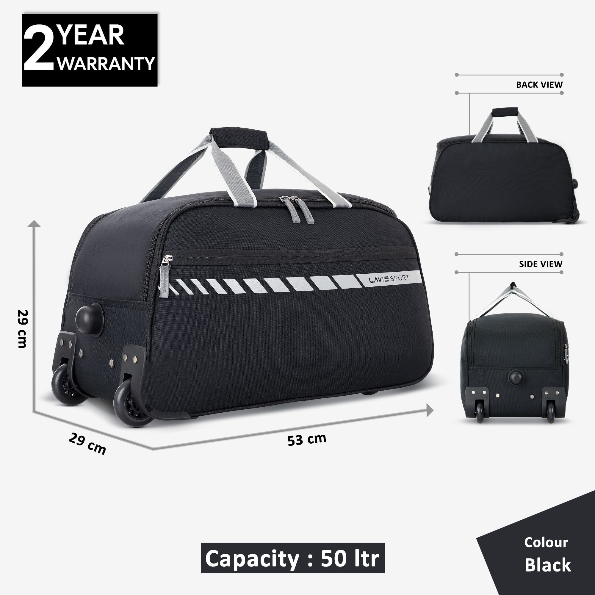 Pluto Wheel Duffle Bag Trolley Black
