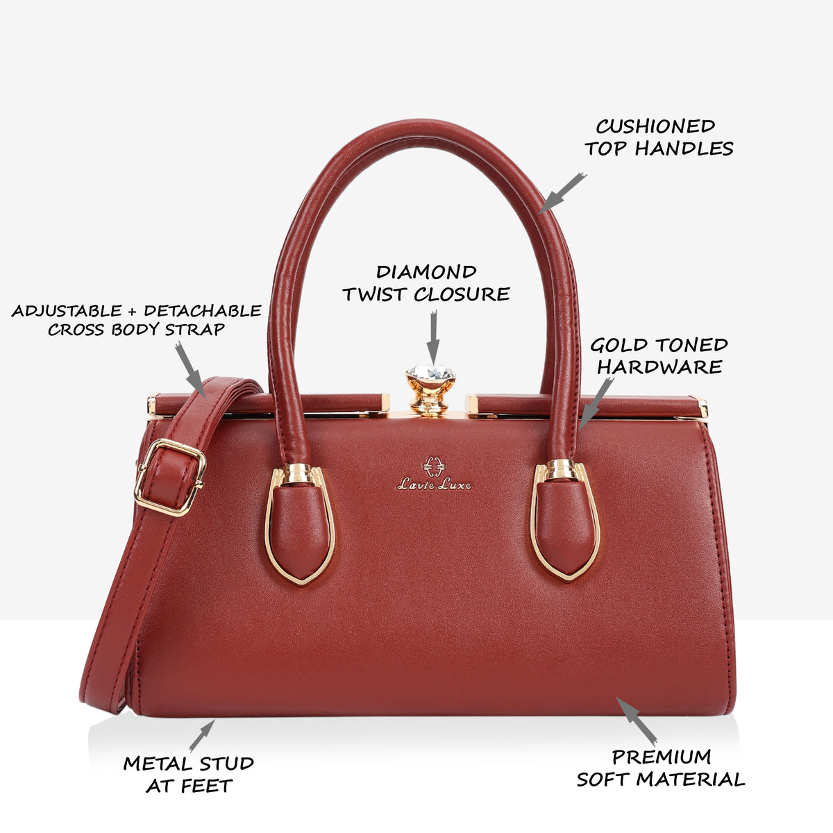 Dazzle Medium Wine Handbag