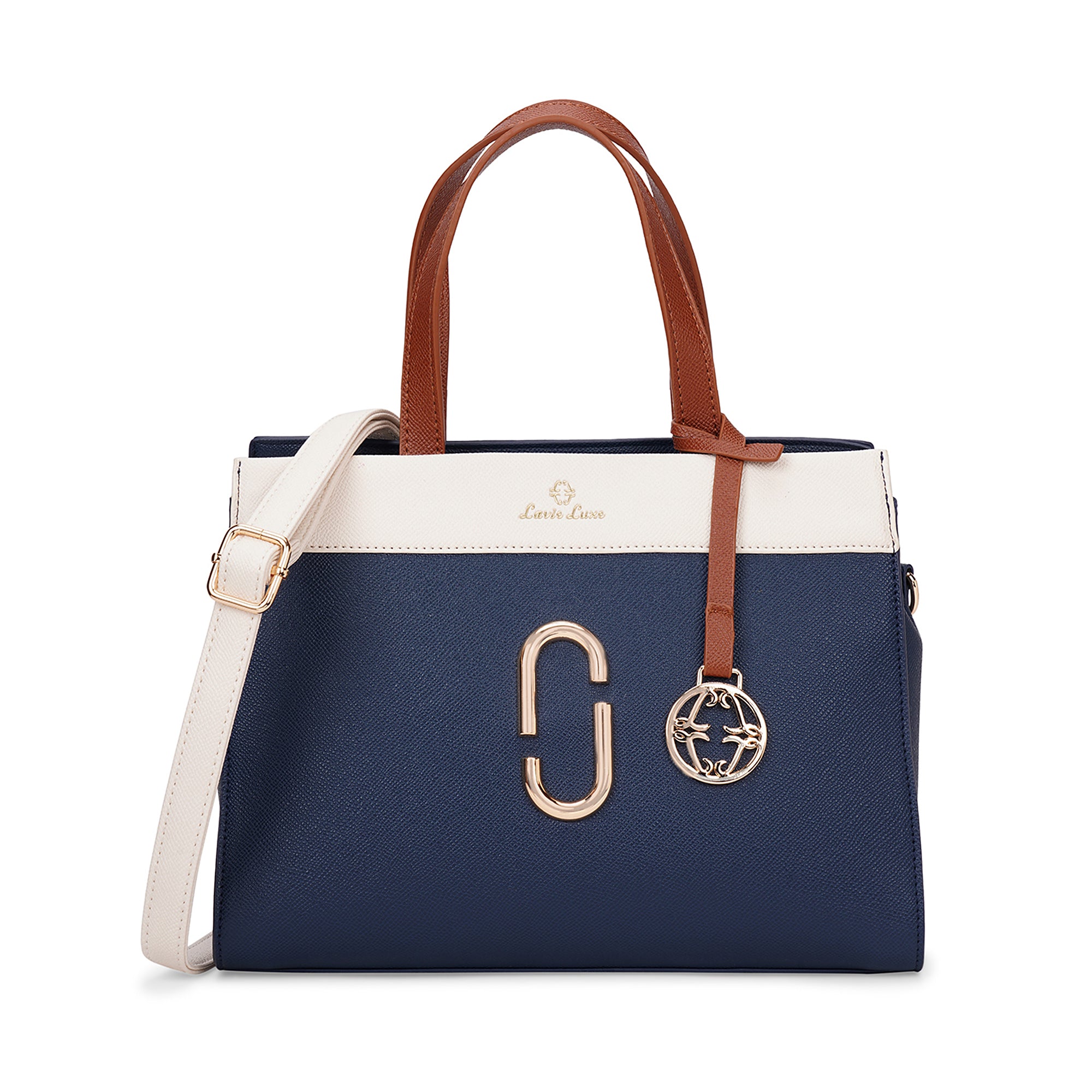 Lavie Luxe Navy Medium Women's Gehry Satchel Bag