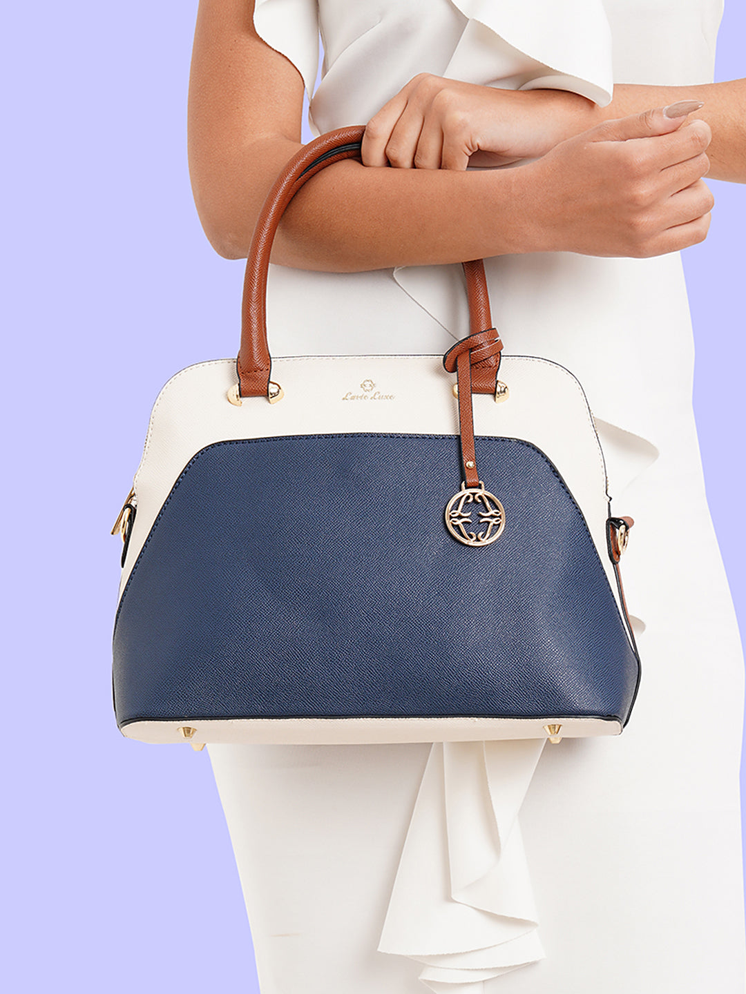 Lavie Luxe Navy Medium Women's Valle Satchel Bag