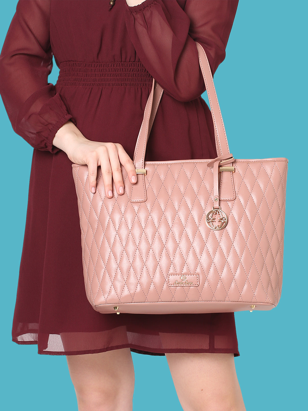 Lavie Luxe Dark Pink Large Women's Sherry Tote Bag